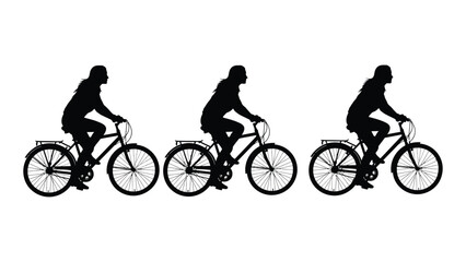 Obraz premium Three cyclists riding bicycles Vector