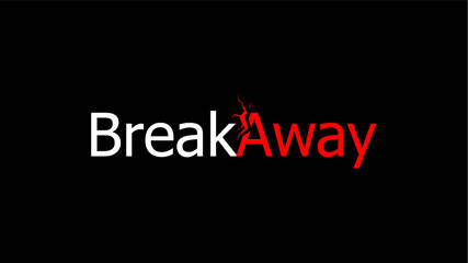 Obraz premium Break Away logo design with bold typography and striking color contrast.