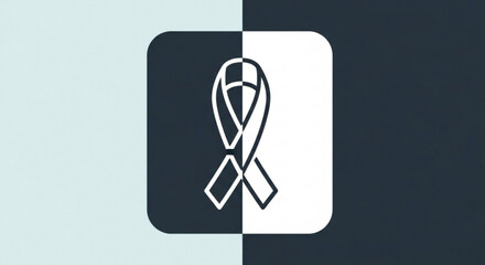 Awareness ribbon symbol on contrasting dark and light background for support and cause