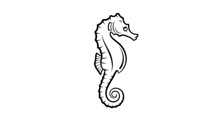 Detailed Outline Illustration of a Seahorse 1.