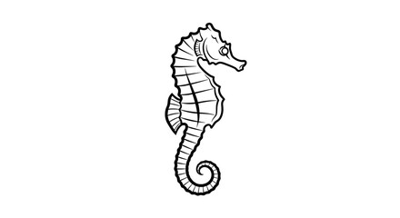 Detailed Outline Illustration of a Seahorse.