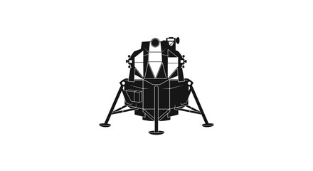Detailed Silhouette Illustration of a Lunar Lander Spacecraft.