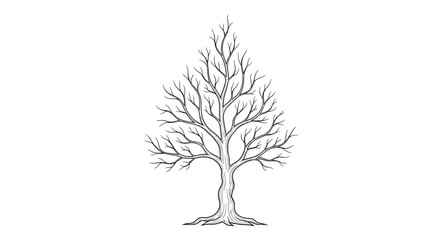 Detailed Sketch of a Bare Tree in Winter Season.