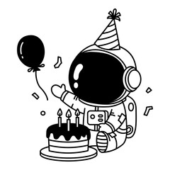 Happy Astronaut Birthday Party. Birthday icon. Astronaut icon