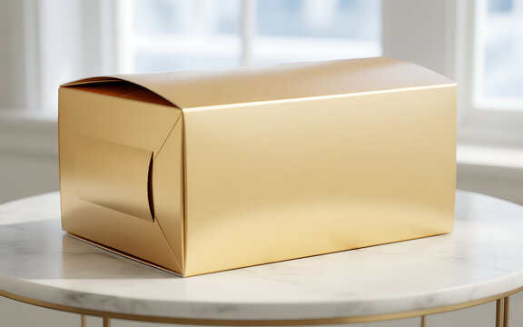 Blank Gold Metallic Ballotin Box Mockup