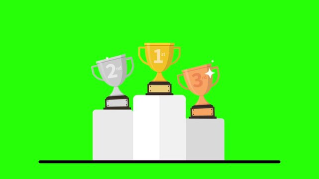 1st place podium 2nd place 3rd place animated podium gold silver and bronze trophy 4k looping