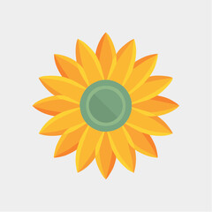 Flat Vector Illustration of a Bright Yellow Sunflower