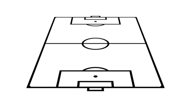 Football player position formation, animated line drawing of football field icon with general formation