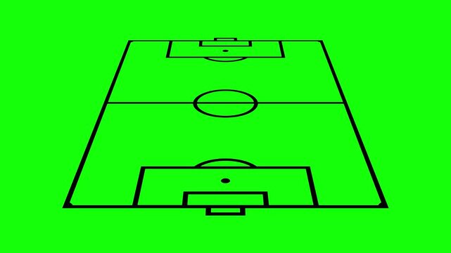 Football player position formation, animated line drawing of football field icon with general formation