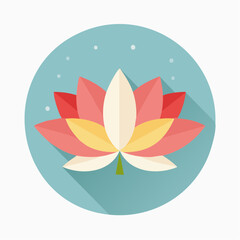 Fototapeta premium Flat Vector Illustration of a Lotus Flower in Bloom