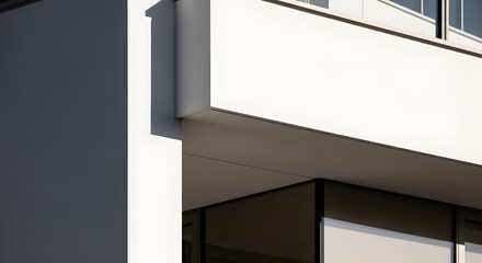 Obraz premium Minimalist building exterior with sharp angles and shadow play on a sunny day