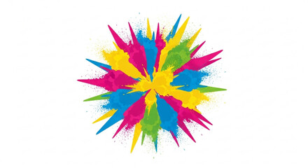 Obraz premium Vibrant colorful paint splatter explosion on white background abstract art design element