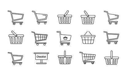 Minimal shopping cart icons vector for ecommerce © ema