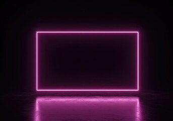 Abstract futuristic background featuring a bright luminous empty rectangle screen glowing intensely in the dark space waiting for data input, system, potential, energy