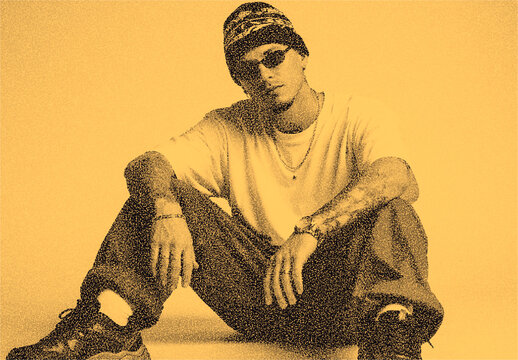 90s Style Stamp Risograph Paper Photo Effect