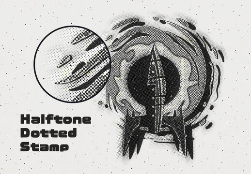 Halftone Dotted Stamp Effect Mockup