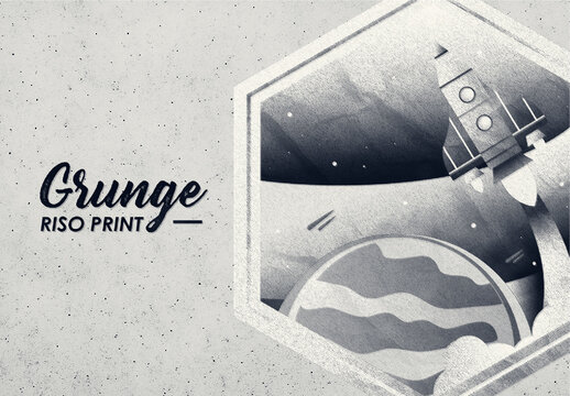 Grunge Riso Print Photo Effect
