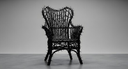 Gothic Black Thorn Chair, Luxury Furniture Made of Sharp Rose Thorns, Surreal Art Piece