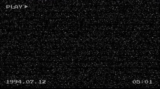 VHS static noise animation with horizontal analog interference for video overlay. Analog tv static playback animation with scanline noise. Retro tape static animation with horizontal noise. 4K video