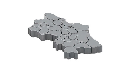 Isometric 3D Map of Belgium Divided into Provinces