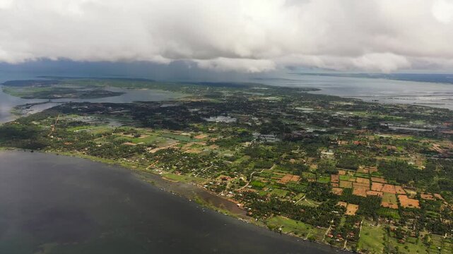 Aerial drone of islands in the north of Sri Lanka. Jaffna.
