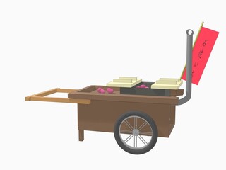 石焼き芋屋のおじさんが、屋台で焼き芋を売っている。子供や大人が客として買いに来た。