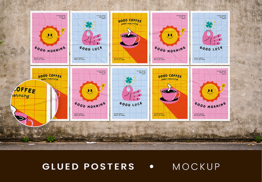 Glued Poster Effect Mockup