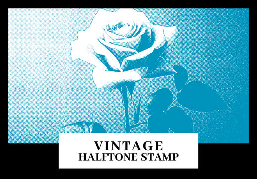 Vintage Halftone Stamp Photo Effect