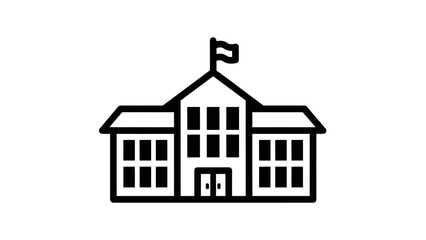 Fototapeta premium Simple Line Art Icon of a Government Building or School.