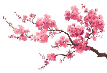Obraz premium Elegant Pink Cherry Blossom Branches Vector Illustration