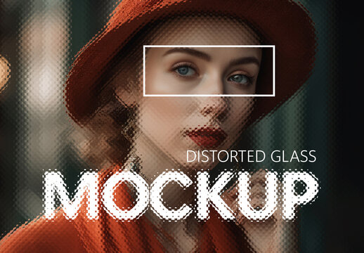 Distorted Glass Text And Photo Effect Mockup