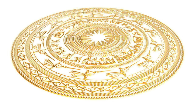 Floral motifs on bronze drums in Vietnam. Vietnamese traditional bronze drum pattern. Trống đồng Đ&ocirc;ng Sơn.