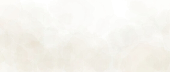 Fototapeta na wymiar Light beige watercolor effect background. Cream watercolour gradient texture. Soft blurred paint splashes wallpaper for birthday or wedding design. Vector feminine marble backdrop