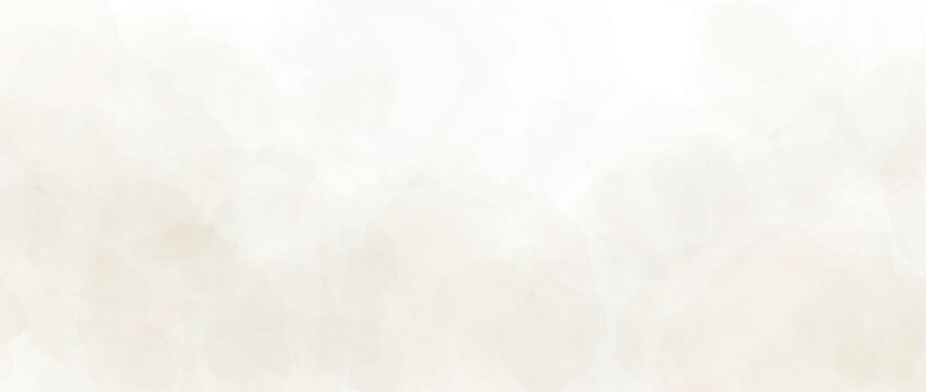 Light beige watercolor effect background. Cream watercolour gradient texture. Soft blurred paint splashes wallpaper for birthday or wedding design. Vector feminine marble backdrop