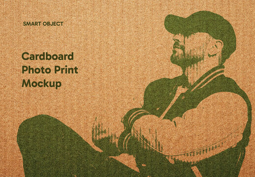 Cardboard Print Photo Effect Mockup