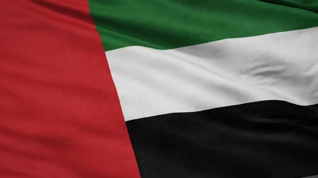 Waving Flag of the United Arab Emirates Showcasing National Colors and Fabric Texture