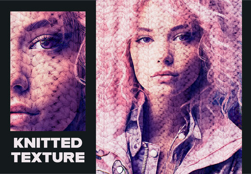 Knitted Texture Poster Photo Effect Mockup
