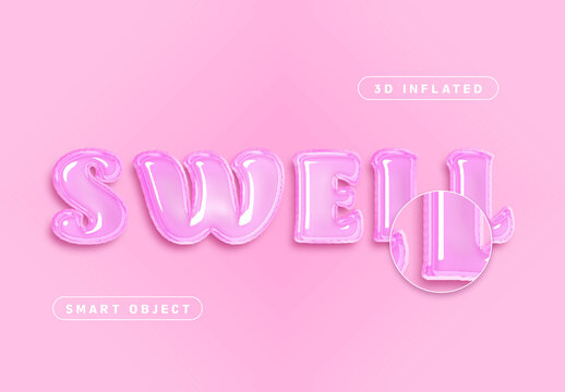 Pink Glossy 3D Inflated Text Effect