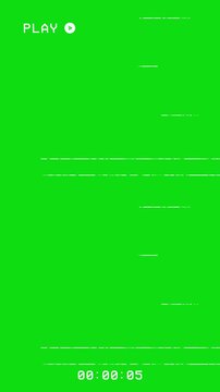 Vertical Retro VHS tape Play on green screen background 