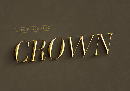 Crown Luxury Old Gold Text Effect