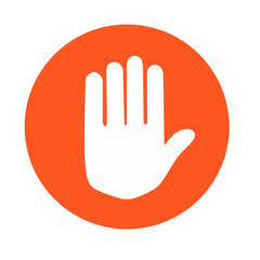 Obraz premium Stop Signal Icon, Warning Symbol on Orange Circle, Flat Vector Illustration of Stop Motion.