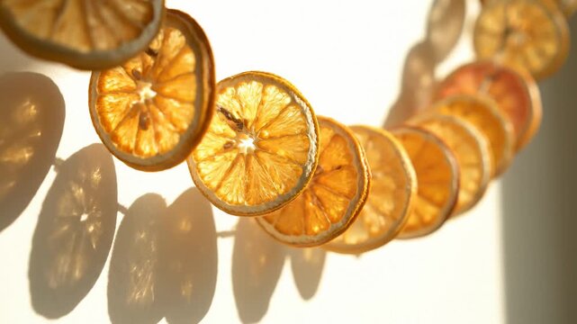 Dried Orange Slices Strung Together on a String