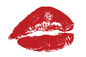 Fototapeta premium Lipstick kiss mark Romantic lip print Imprint of lips kiss Sexy lips makeup Female mouth Love symbol Design element for beauty fashion poster Valentines Day wedding
