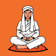 Man meditating in lotus position serene calm mindfulness ramadan.