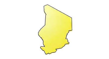 Obraz premium Outline map of Chad in yellow with black border