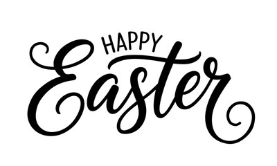 Happy Easter Holiday Text Calligraphy. Poster Design.