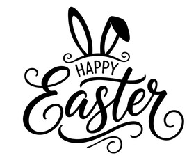 Happy Easter Holiday Text Calligraphy. Poster Design.