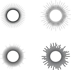 Collection of four black sunburst designs