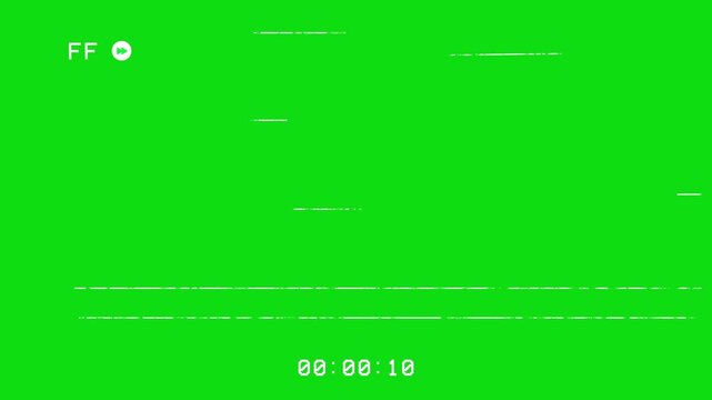 Retro VHS tape Fast forward on green screen background
