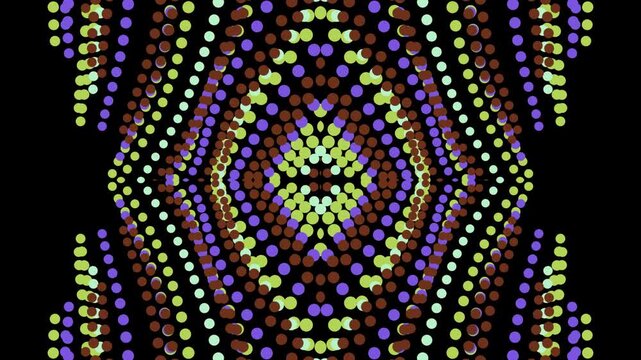 Vibrant kaleidoscopic bead pattern with radiant concentric symmetry and intricate geometric design.